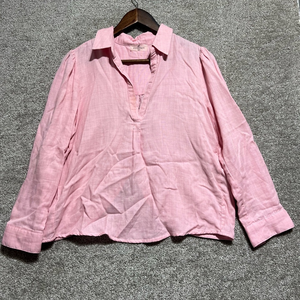 Sundays Woman’s light Pink Cotton Back Detail Blouse Top Size Zero 0